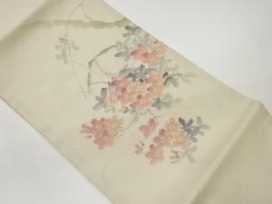 作家物　絽銀通し金彩花々模様名古屋帯